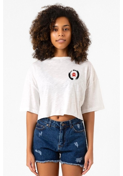 Ghost Of Tsushima Logo Beyaz Kırçıllı Kadın Crop Tshirt Beyaz