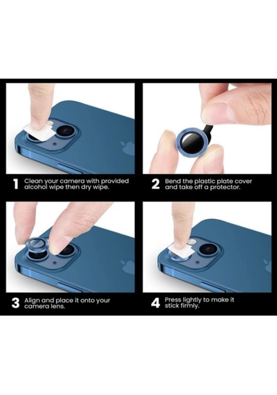 Apple Uyumlu iPhone 13 Mini Kamera Koruyucu Lens Mercek Metal Çerçeveli 2li Set Mavi Blue