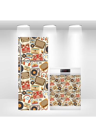 Buzdolabı Ve Bulaşık Makinesi Kapak Folyo Kaplama Müzik Popart