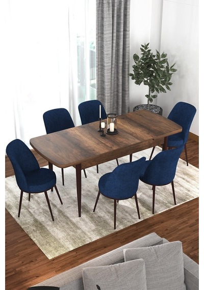 Canisa Kor Serisi Barok Ahşap Desen Açılabilir 70x114 Yemek Masası Takımı, 6 Lacivert Sandalye Masa Barok Sandalyeler Lacivert Canisa Kor Serisi Barok Ahşap Desen Açılabilir 70x114 Yemek Masası Takımı, 6 Lacivert Sandalye Masa Barok Sandalyeler Lacivert