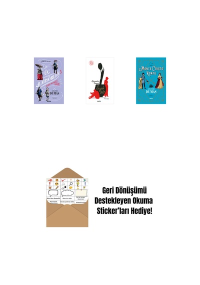 Üç Silahşörler 5 - Demir Maskeli Adam Ciltli + Siyah Lale + Monte Cristo Kontu + Okuma Sticker'ları