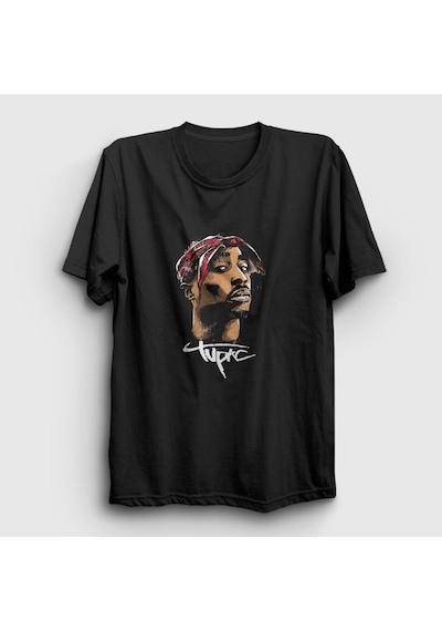 Presmono Unisex Cool Tupac Shakur T-shirt Siyah