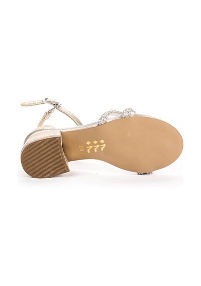 Kiko Kids 791 Taşlı Kız Çocuk 3 Cm Topuklu Sandalet Ayakkabı Altın 001