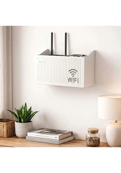 Duvar Tipi Wi-fi Modem Saklama Kutusu Beyaz Kablo Düzenleyici Router Raf Organizer Çok Renkli