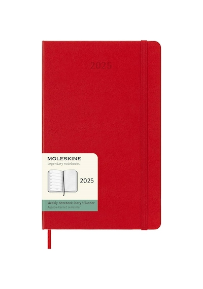 Moleskine 12 Ay Haftalık Ajanda L Boy 13x21 Cm Sert Kapak Kızıl Kırmızı Kırmızı