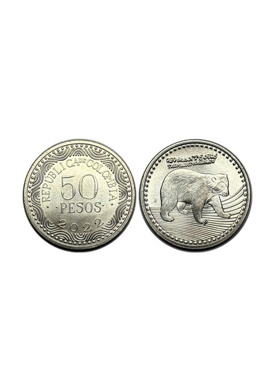 Kolombiya 2022 Yılı 50 Pesos Çil Unc Koleksiyon Para