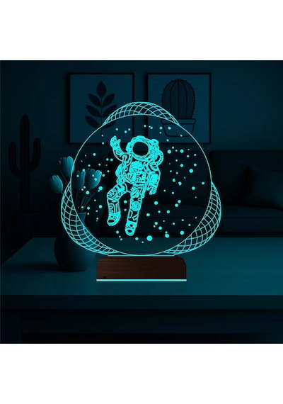 Luvivia Astronot Uzay 3d Lamba - Masa Gece Lambası V3 Şeffaf