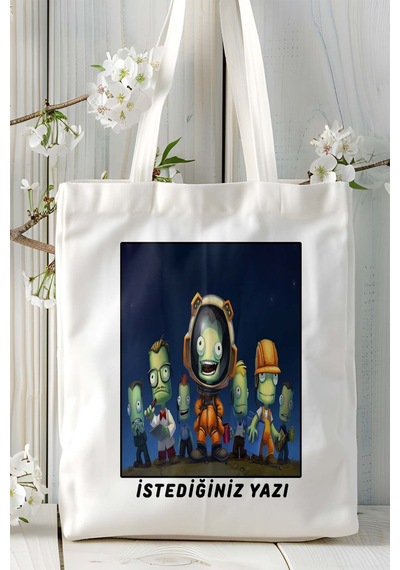 Art Hediye Kerbal Space Oyun Baskılı Omuz Çanta Kişiye Özel Model 4 Çok Renkli