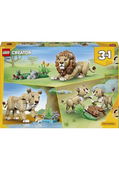 LEGO® Creator 3’ü 1 Arada Vahşi Hayvanlar: Görkemli Aslan 31386 - 9+ Yaş için Figürler İçeren Oyuncak Yapım Seti (839 Parça)