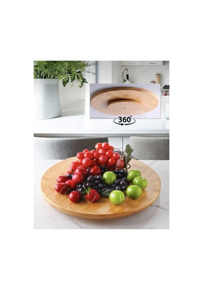 Bambu 360 Derece Dönen Sunum Sevis Kahvaltı Sunum Tahtası Bej 605669807 Bej