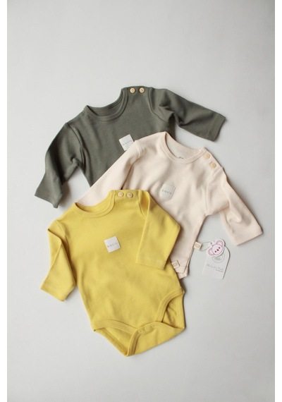 Oh La La Koala 3lü Basic Uzun Kollu Çıt Çıtlı Body Zıbın Model 8 Çok Renkli