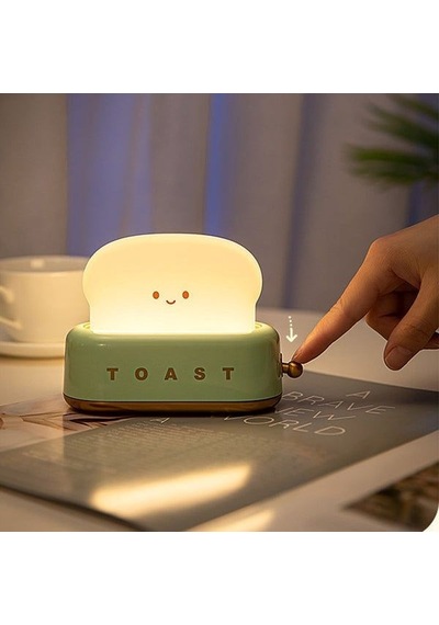 Yeşil Tost Gece Lambası Şarjlı & Pilli Sevimli Led Işık,hediyelik Led Lamba Yeşil
