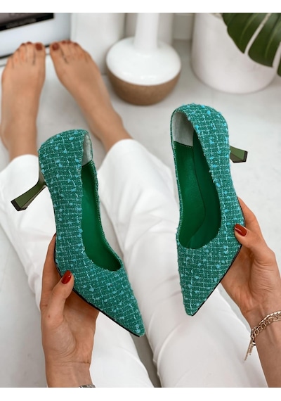 Ervanın Butiği Yeşil Tüvit Freda Kadın Stiletto-3861