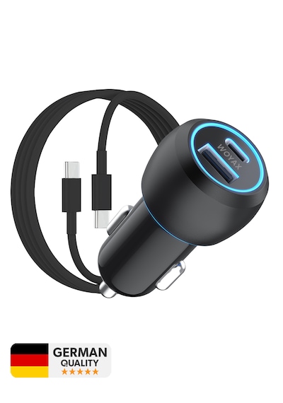 Woyax Araç Şarj Aleti Çakmaklık Type-c + Usb Girişli Kablolu Set 38w 2 İn 1 Car Charger