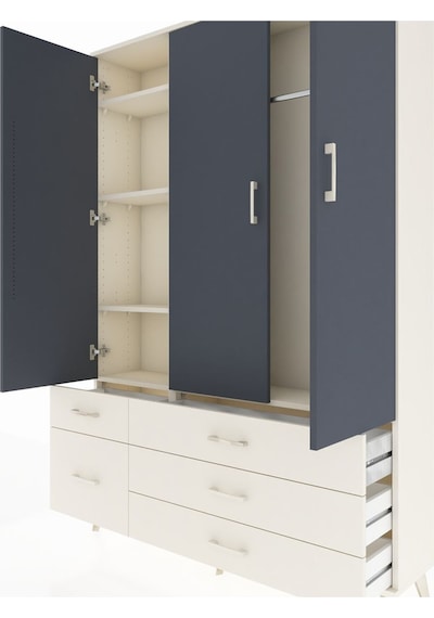 Arges Dolap 5 Raflı 5 Çekmeceli Tek Askılı 132x30x195 Aytaşı-antrasit/aytaşı Antrasıt/aytası Arges Dolap 5 Raflı 5 Çekmeceli Tek Askılı 132x30x195 Aytaşı-antrasit/aytaşı Antrasıt/aytası