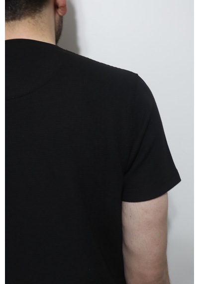 Santa Dmctekstil Erkek Tshrt-1111 Düz Spor Kesim Rahat Kalıp Bisiklet Yaka T-shirt Siyah