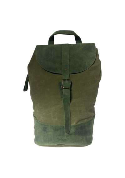 Old Cotton Cargo Vintage Kanvas Deri Su Geçirmez Design Unisex Günlük Gezi Okul Seyahat Kamp Sırt Çantası 24x40cm Haki