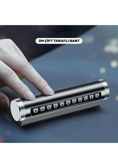 Mainshop Araç Park Telefon Numaratörü Çevirmeli Ayarlı Torpido Üstü Silindir Numaratör Siyah Renk