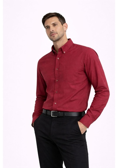 Dormen Uzun Kol Klasik Erkek Regular Fit Gömlek 7607 Bordo