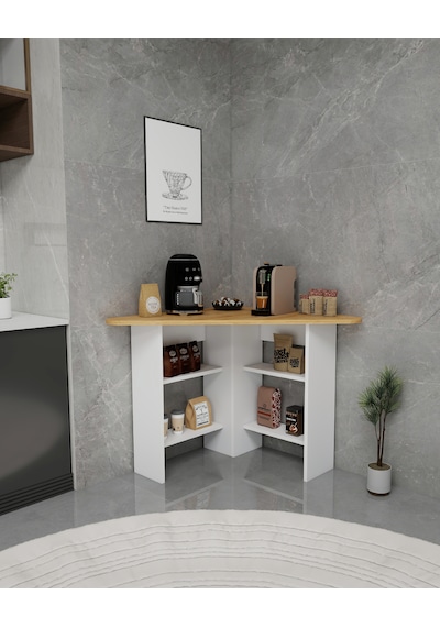 Corner Kahve Köşesi Çok Amaçlı Raflı Mutfak Masası, Safirmeşe Beyaz Safirmeşe Beyaz Corner Kahve Köşesi Çok Amaçlı Raflı Mutfak Masası, Safirmeşe Beyaz Safirmeşe Beyaz