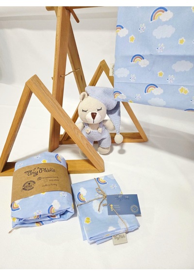 Tiny Plans Lastikli Tek Kişilik Çarşaf - Yastık Kılıfı Takımı Mavi