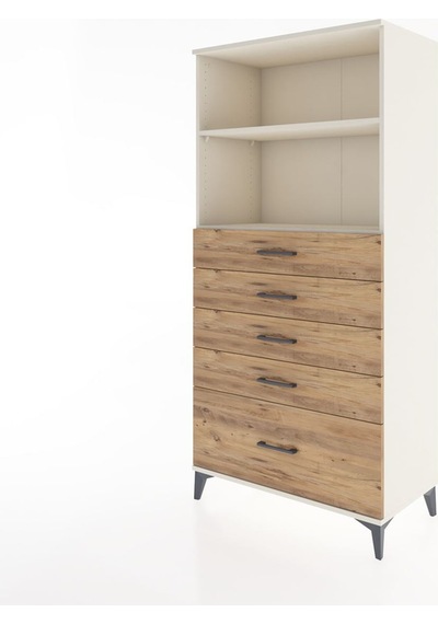 Hyperion Dolap 2 Raflı 5 Çekmeceli 88x44x182 Aytaşı-çam Aytaşı