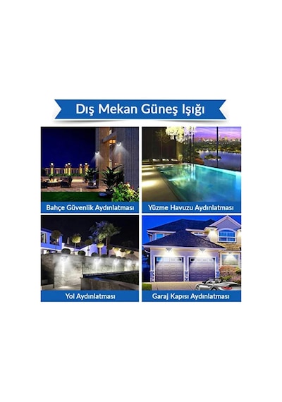 100 Led'li Güneş Enerjili Solar Duvar Apliği - 1200 Lümen Hareket Sensörlü 3 Modlu Bahçe Aydınlatması, Duvar Ar Diğer