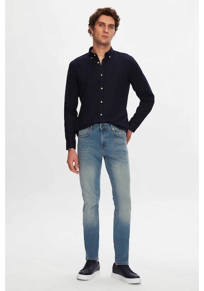 D's Damat Ds Damat Slim Fit Mavi Düz Jean Kot Beş Cepli Likralı Yıkamalı Denim Pantolon 6HCJ3ORT00102 Mavi