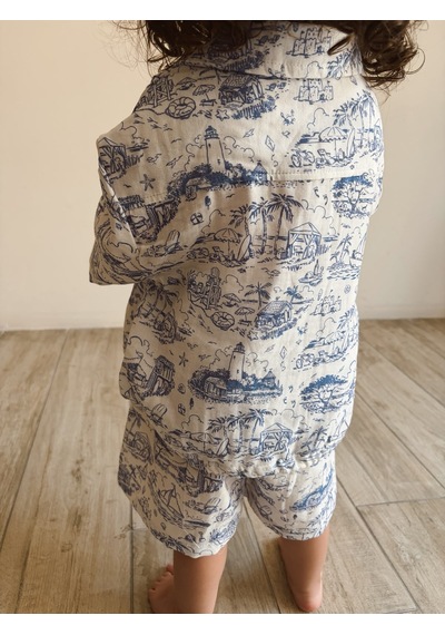 Oh La La Koala Mare Linen Müslin Şortlu Takım Ekru