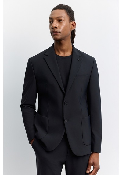 Avva Erkek Siyah Mono Yaka Kırışmayan Teknik Kumaş Comfort Slim Fit Ceket A62y4009 Avva Erkek Siyah Mono Yaka Kırışmayan Teknik Kumaş Comfort Slim Fit Ceket A62y4009