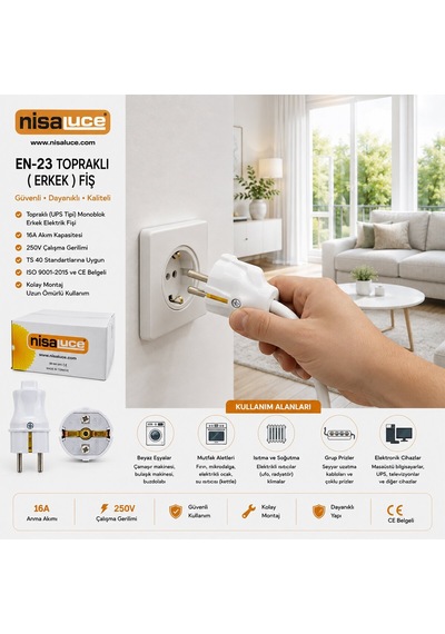 Topraklı Fiş 9030 4100 Erkek- 100'li Paket