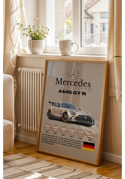 Mercedes Amg Gt R Premium Spor Araba Çerçeveli Tablo - Teknik Özellikli Otomobil Sever Duvar Dekoru Kayın Mercedes Amg Gt R Premium Spor Araba Çerçeveli Tablo - Teknik Özellikli Otomobil Sever Duvar Dekoru Kayın