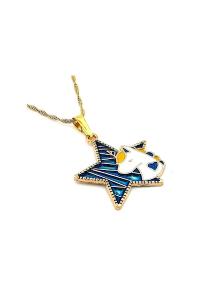 Unicorn Tek Boynuz Yildiz Sari Çelik Kadin Kolye Zincir Q0534 552942849