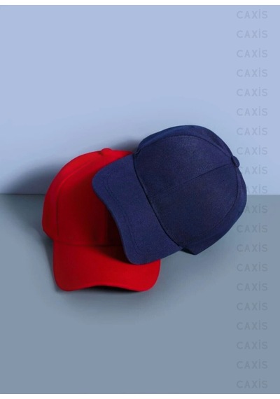 Caxis Spor Şapka Unisex 2 Adet Arkası Cırtlı Ayarlanabilir Kırmızı - Lacivert