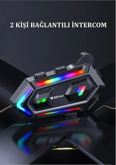 2 Intercom Bağlantılı Rgb Işıklı Bluetooth Motosiklet Kask Kulaklık Bt5.3 Stereo Su Geçirmez