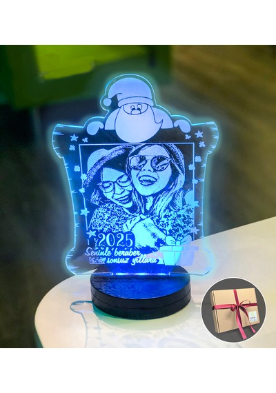 Yılbaşı Hediyesi Kişiye Özel Dikdörtgen Kardan Adam 3d Led Gece L