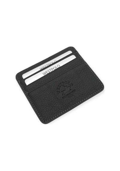 Westpolo Unisex Süper Slim Para Bölmeli Hakiki Deri İnce Kartlık Cüzdan 6 Bölmeli - Koyu Gri Koyu Gri