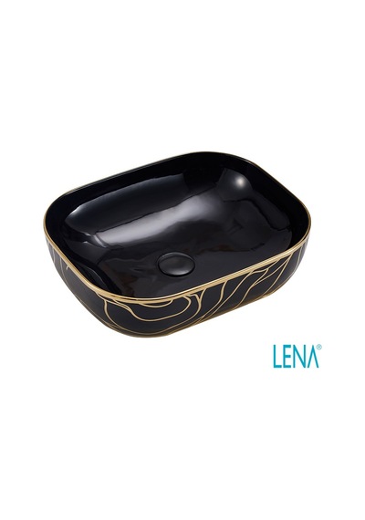Lena EH-2031AS2 Tezgahüstü Lavabo Altın - Siyah