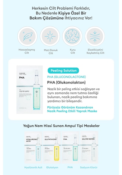 Missha Pha İçerikli Ölü Deri Yaprak Maske 1 Adet Mascure Peeling Solution Sheet Mask