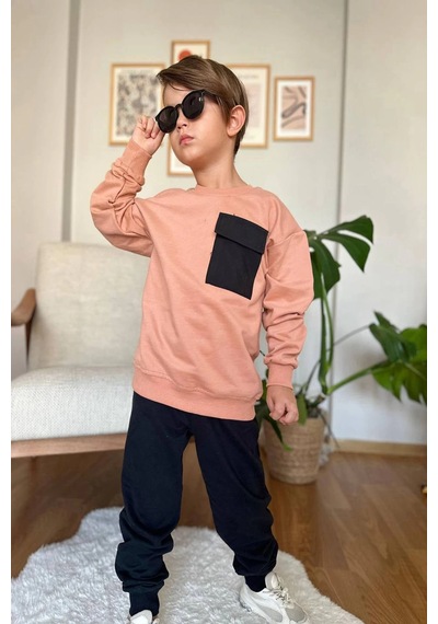 Koçak Kids Cep Detaylı Erkek Çocuk Soft Turuncu Renk Eşofman Takım Turuncu