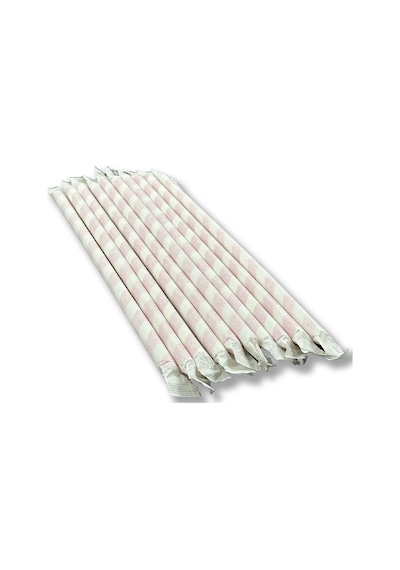Kağıt Kaplı Kırmızı Beyaz Kağıt Pipet 4000 Adet