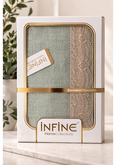 Efes Keten Polyester Kumaş Yeşil Masa Örtüsü Dikdörtgen 150x210 Cm 1314 Yeşil