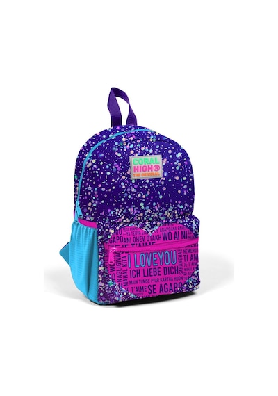 Minik Yuva Sırt Çantası Mor Mavi Pembe Kalp Desenli İki Bölmeli 23540