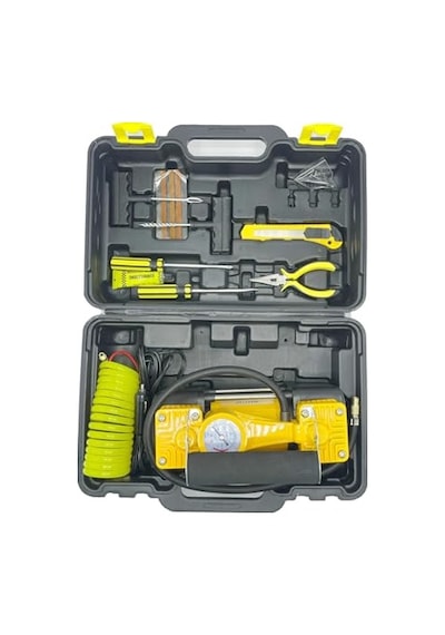 Moonshop Çift Pistonlu Araç Lastik Şişirme Kompresörü, Çok Renkli, 12v, 150 Psı, Led Aydınlatmalı, Taşıma Ça