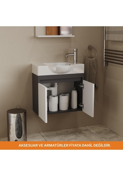 Aqua Bagno Minizia Banyo Dolabı 55 X 32 Cm. Antrasit Beyaz ,lavabo Dahil Abs.50.35.08.03 Antrasit - Beyaz Aqua Bagno Minizia Banyo Dolabı 55 X 32 Cm. Antrasit Beyaz ,lavabo Dahil Abs.50.35.08.03 Antrasit - Beyaz