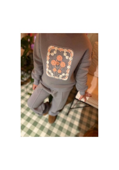 Yale Kids Kız Çoçuk Çiçek Nakışlı 2 Li Takım Gri