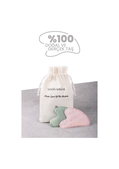 Bade Natural Pembe Kuvars Gua Sha %100 Doğal Ve Gerçek Yüz Masaj Taşı