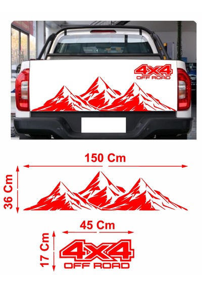 4x4 Ve Dağ Sticker - Off Road 4x4 Dağ Araba Oto Kamyonet Araba Cam Arka Bagaj Oto Sticker - 00124 150x36cm 45x17cm