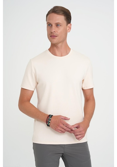Efor Comfort Fit Bisiklet Yaka Esnek Pamuk Casual Krem Tişört Ts 885 Krem