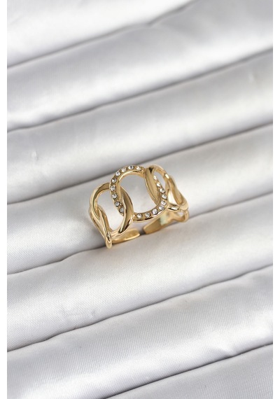 316l Çelik Gold Renk Samanyolu Model Kadın Yüzük 5886 Altın